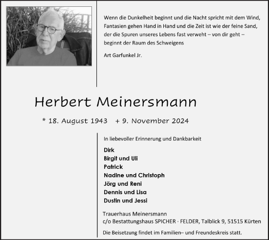 Anzeige von Herbert Meinersmann von  Bergisches Handelsblatt 