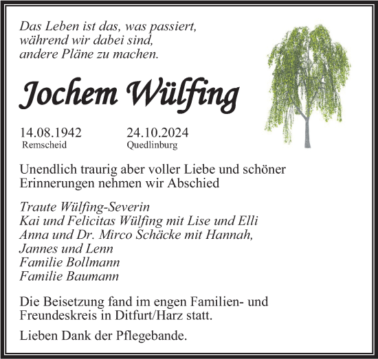 Anzeige von Jochem Wülfing von Kölner Stadt-Anzeiger / Kölnische Rundschau / Express