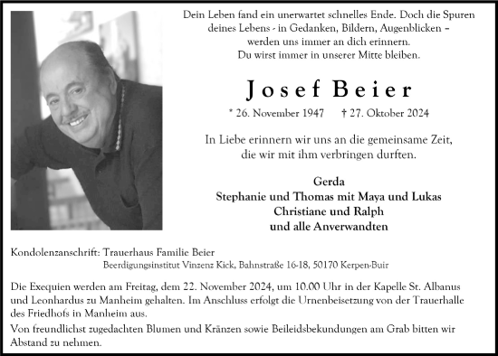 Anzeige von Josef Beier von  Werbepost 