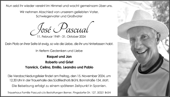 Anzeige von José Pascual von  Schlossbote/Werbekurier 
