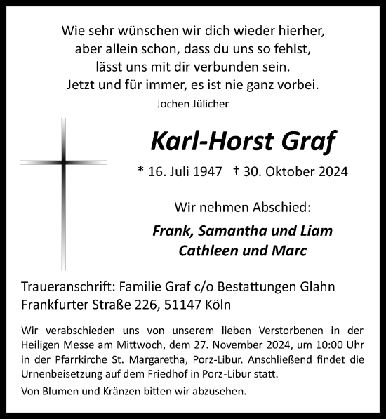 Anzeige von Karl-Horst Graf von  EXPRESS - Die Woche 