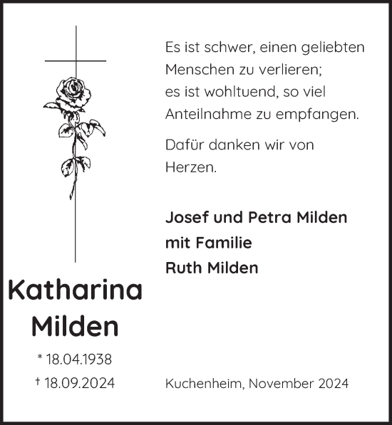 Anzeige von Katharina Milden von  Blickpunkt Euskirchen 