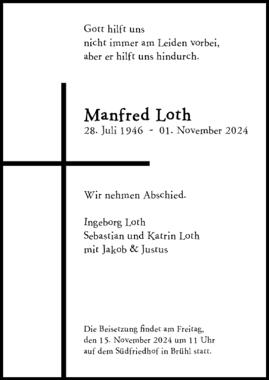 Anzeige von Manfred Loth von  Schlossbote/Werbekurier 