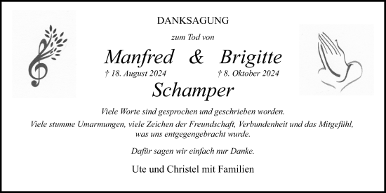 Anzeige von Manfred  Schamper von Kölner Stadt-Anzeiger / Kölnische Rundschau / Express