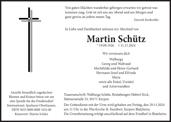 Anzeige von Martin Schütz von  Werbepost 