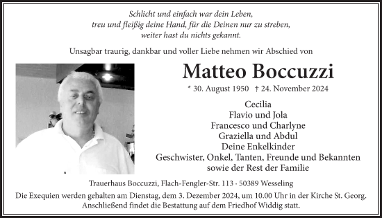 Anzeige von Matteo Boccuzzi von  Schlossbote/Werbekurier 