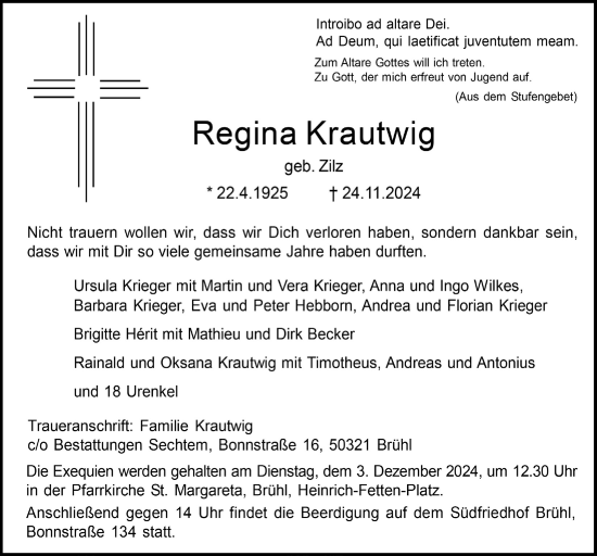 Anzeige von Regina Krautwig von  Schlossbote/Werbekurier 