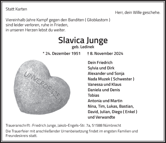 Anzeige von Slavica Junge von  Lokalanzeiger 