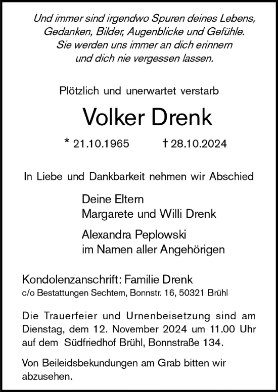 Anzeige von Volker Drenk von  Schlossbote/Werbekurier 