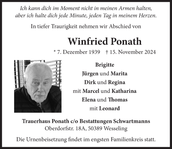 Anzeige von Winfried Ponath von  Schlossbote/Werbekurier 