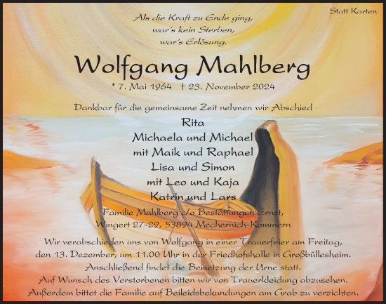 Anzeige von Wolfgang Mahlberg von  Blickpunkt Euskirchen 