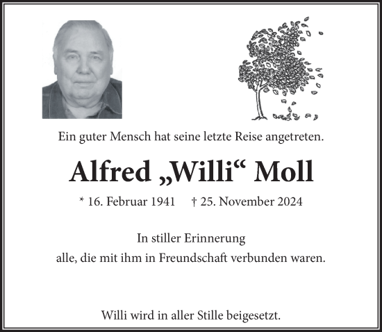 Anzeige von Alfred Moll von  Werbepost 