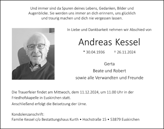 Anzeige von Andreas Kessel von  Blickpunkt Euskirchen 