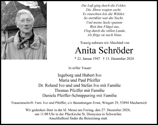 Anzeige von Anita Schröder von  Blickpunkt Euskirchen 