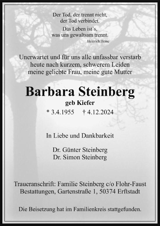 Anzeige von Barbara Steinberg von  Werbepost 