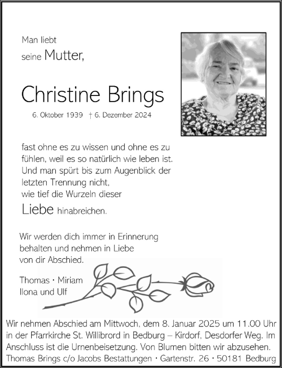 Anzeige von Christine Brings von  Werbepost 