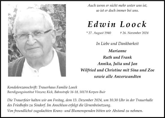 Anzeige von Edwin Loock von  Werbepost 