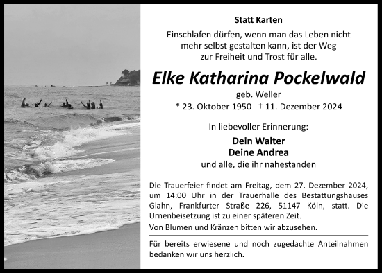 Anzeige von Elke Katharina Pockelwald von  EXPRESS - Die Woche 