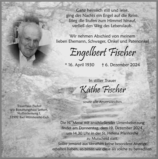 Anzeige von Engelbert Fischer von  Blickpunkt Euskirchen 
