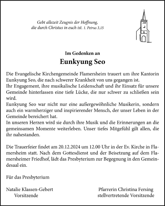Anzeige von Eunkyung Seo von  Blickpunkt Euskirchen 