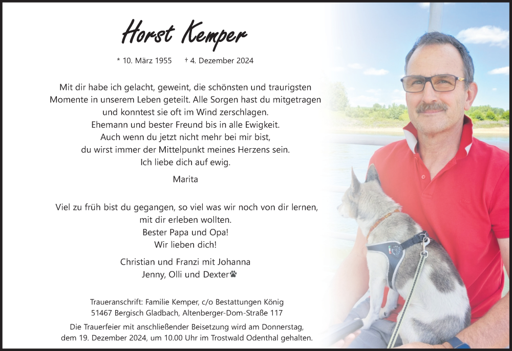  Traueranzeige für Horst Kemper vom 13.12.2024 aus Kölner Stadt-Anzeiger / Kölnische Rundschau / Express