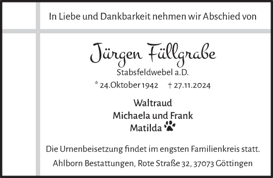 Anzeige von Jürgen Füllgrabe von  Blickpunkt Euskirchen 