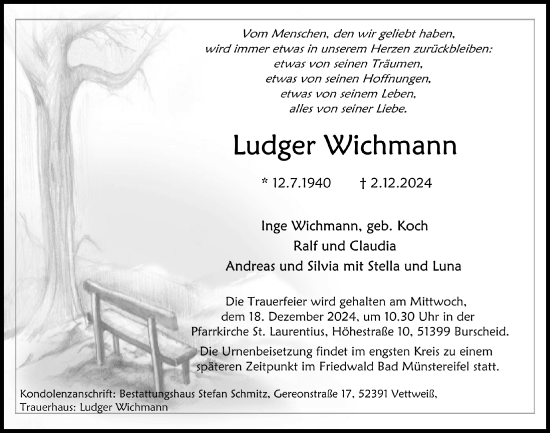 Anzeige von Ludger Wichmann von  Lokale Informationen 
