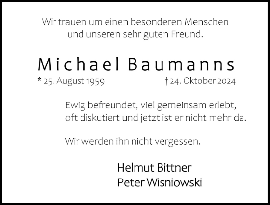 Anzeige von Michael Baumanns von  Werbepost 