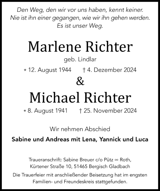 Anzeige von Michael Richter von  Bergisches Handelsblatt 