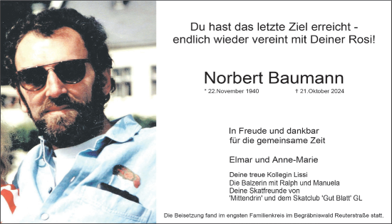 Anzeige von Norbert Baumann von  Bergisches Handelsblatt 