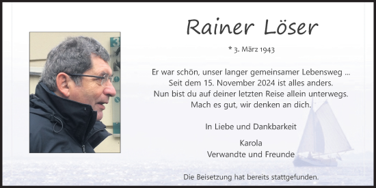 Anzeige von Rainer Löser von Kölner Stadt-Anzeiger / Kölnische Rundschau / Express