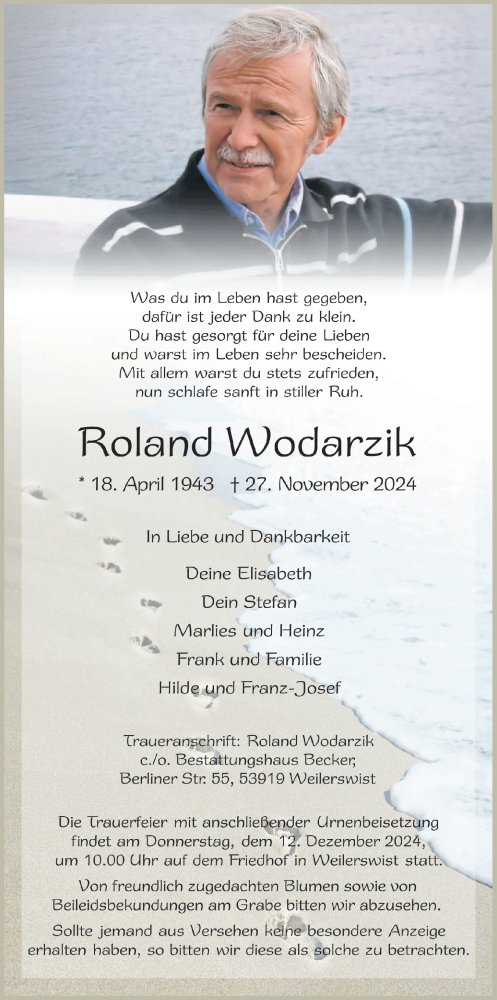 Anzeige von Roland Wdarzik von  Blickpunkt Euskirchen 