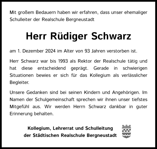 Anzeige von Rüdiger Schwarz von Kölner Stadt-Anzeiger / Kölnische Rundschau / Express