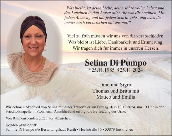 Anzeige von Selina Di Pumpo von  Blickpunkt Euskirchen 