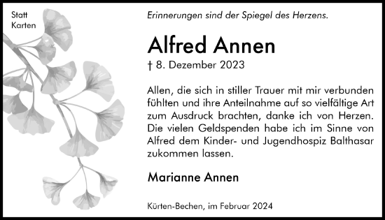 Anzeige von Alfred Annen von  Bergisches Handelsblatt 
