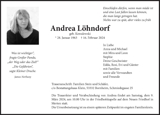 Anzeige von Andrea Löhndorf von  Schaufenster/Blickpunkt 