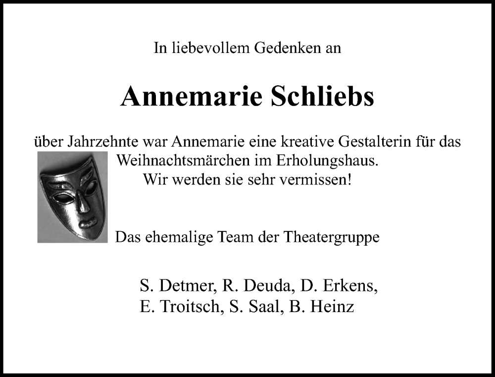  Traueranzeige für Annemarie Schliebs vom 17.02.2024 aus Kölner Stadt-Anzeiger / Kölnische Rundschau / Express