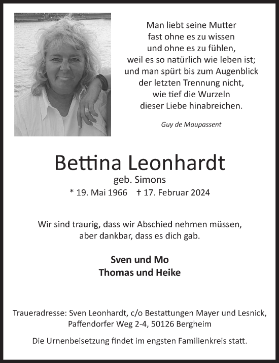 Anzeige von Bettina Leonhardt von  Werbepost 