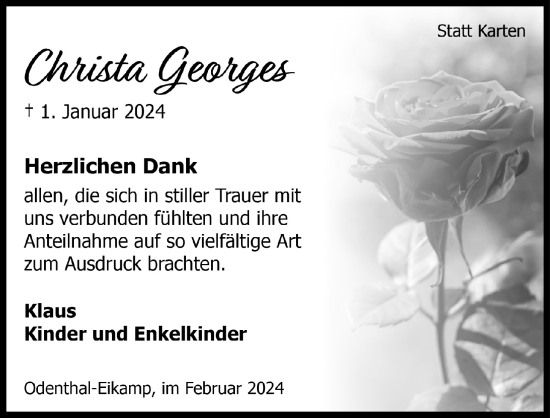 Anzeige von Christa Georges von  Bergisches Handelsblatt 