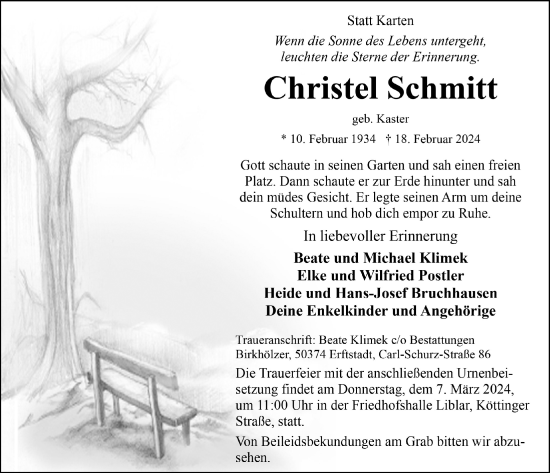 Anzeige von Christel Schmitt von  Werbepost 