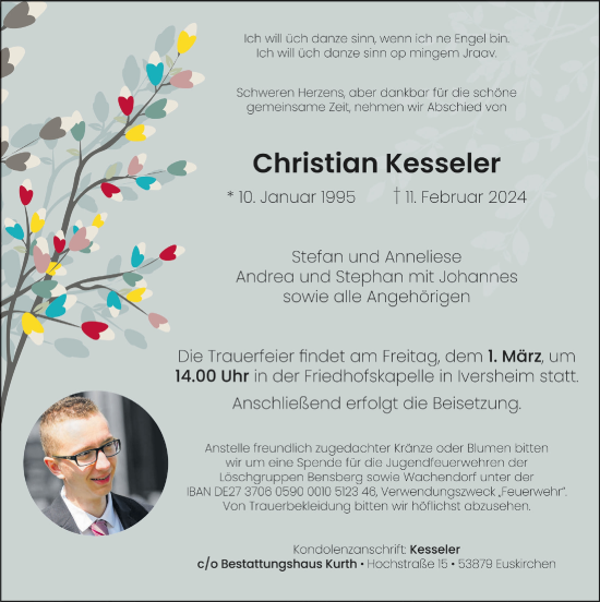 Anzeige von Christian Kesseler von  Blickpunkt Euskirchen 