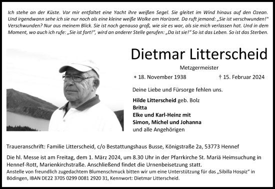 Anzeige von Dietmar Litterscheid von Kölner Stadt-Anzeiger / Kölnische Rundschau / Express
