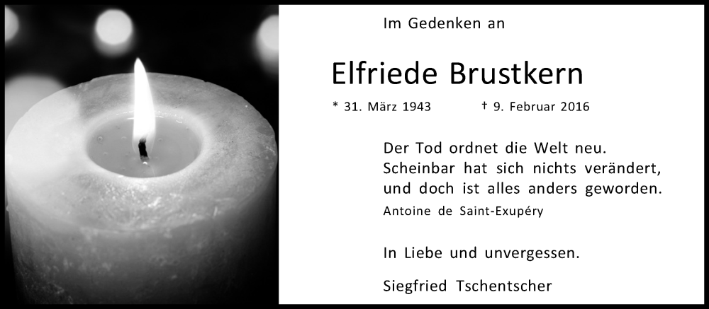  Traueranzeige für Elfriede Brustkern vom 18.07.2023 aus Kölner Stadt-Anzeiger / Kölnische Rundschau / Express