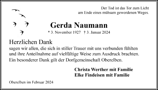 Anzeige von Gerda Naumann von  Lokalanzeiger 