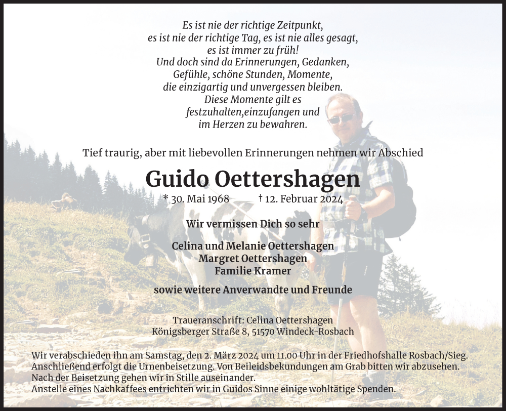  Traueranzeige für Guido Oettershagen vom 24.02.2024 aus Kölner Stadt-Anzeiger / Kölnische Rundschau / Express