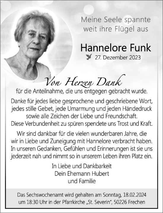 Anzeige von Hannelore Funk von  Wochenende 