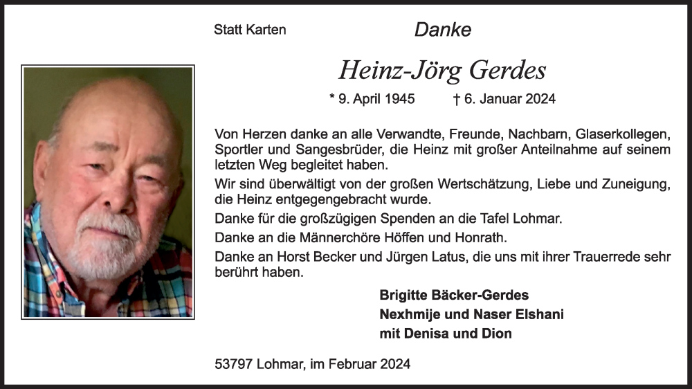  Traueranzeige für Heinz-Jörg Gerdes vom 03.02.2024 aus Kölner Stadt-Anzeiger / Kölnische Rundschau / Express