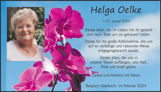 Anzeige von Helga Oeke von  Bergisches Handelsblatt 