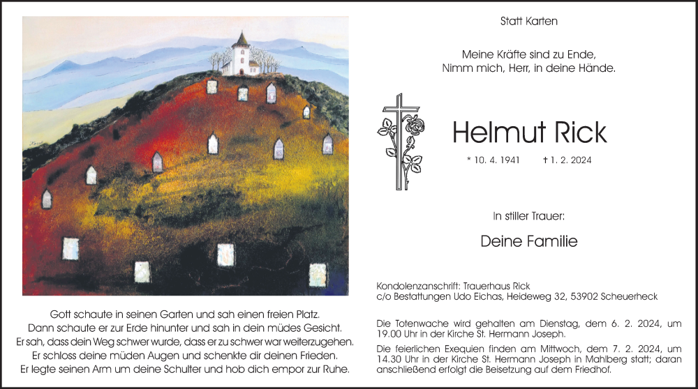  Traueranzeige für Helmut Rick vom 06.02.2024 aus Kölner Stadt-Anzeiger / Kölnische Rundschau / Express