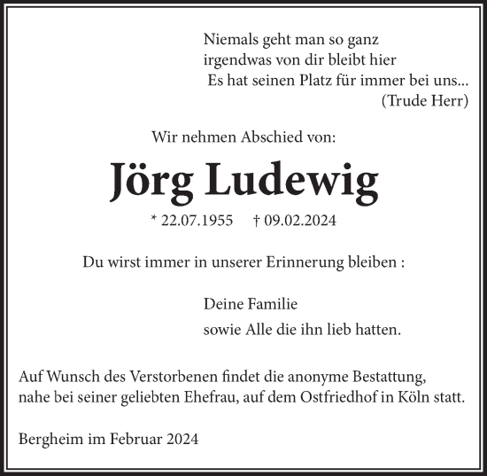Anzeige von Jörg Ludewig von  Werbepost 